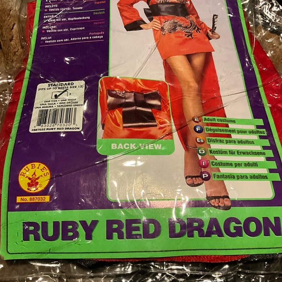 Rubie's Ruby Red Dragon Costume KAMONO GEISHA WARRIORS new 2pc - Picture 3 of 8